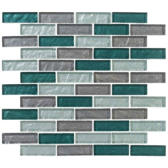 SAMPLE-Pristine 1-in. x 3-in. Brick Joint Metal Look Polished Glass Mosaic Wall and Floor Tile