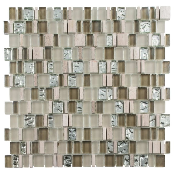 SAMPLE-Quest Random Brick Stone, Glass & Aluminum Mosaic Wall and Floor Tile