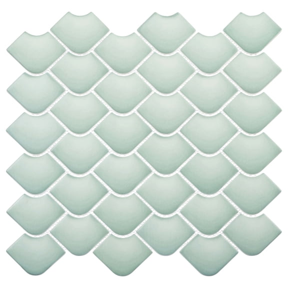 SAMPLE-Scala Eldor Blue 2-in. x 3-in. Fish Scale Upcycled Satin Glass Floor & Wall Mosaic Tile