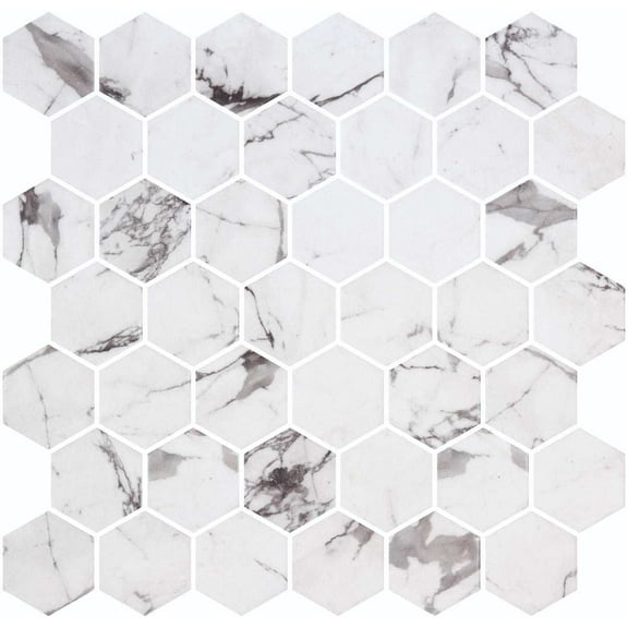 SAMPLE-Sculpt 2-in. Honeycomb Marble Look Matte Glass Mosaic Wall & Floor Tile
