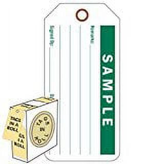 SAMPLE Tags, 6-1/4" x 3", White Vinyl, Dispenser Roll - Box of 100