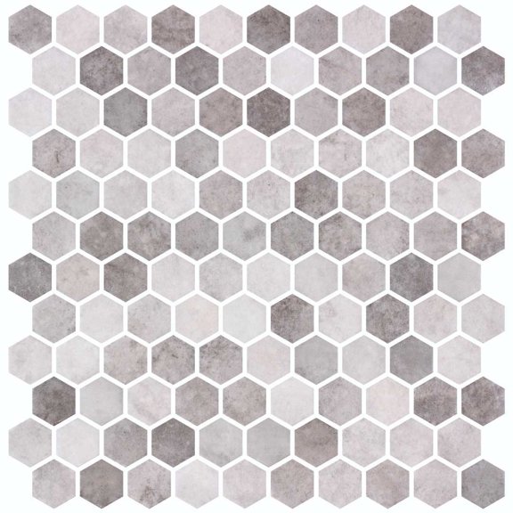 SAMPLE-Trillions Krest Beige Honeycomb Stone Look Matte Glass Mosaic Wall and Floor Tile