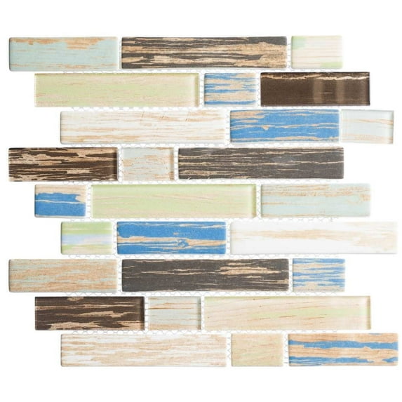 SAMPLE-Urbanite 1-in. x 4-in. Brick Joint Marble Look Subway Matt Glass Mosaic Wall Tile
