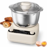 6.5QT Electric Dough Mixer with Ferment Function Dough Kneading Machine with 304 Stainless Steel Bowl Dough Maker Dishwasher-Safe Accessories Removable Lid & Knob Control Almond Cream