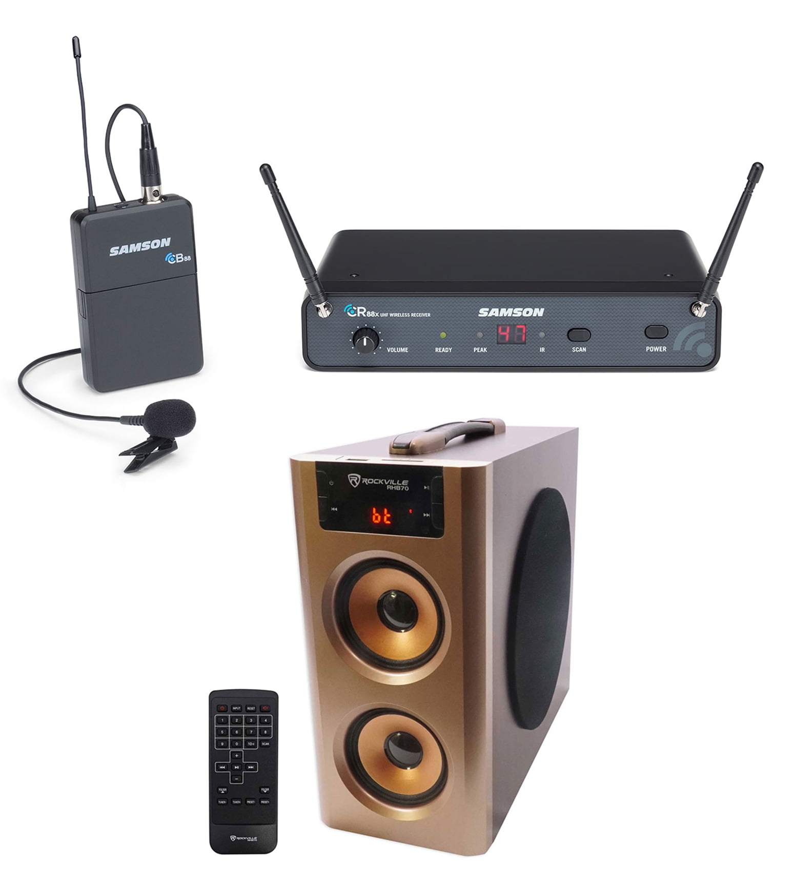 SAMSON Concert 88x Wireless UHF Lavalier Microphone Lav mic - D Band+Speaker