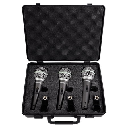 SAMSON Q6 3-Pack Handheld Microphones+Mic Clips For Church Sound Systems