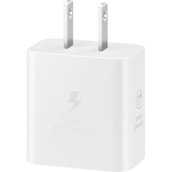 SAMSUNG 25W Wall Charger Power Adapter, Cable Not Included, Super Fast Charging, Compact Design, Compatible with Galaxy and USB Type C Devices, International Model - White