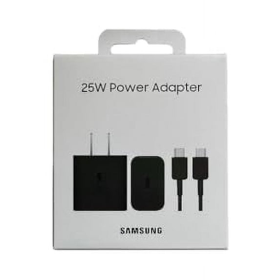 SAMSUNG 25W Wall Charger Power Adapter with Cable, Super Fast Charging, Compact Design, Compatible with Galaxy and USB Type C Devices, International Model - Black, EP-T2510XBTGTW