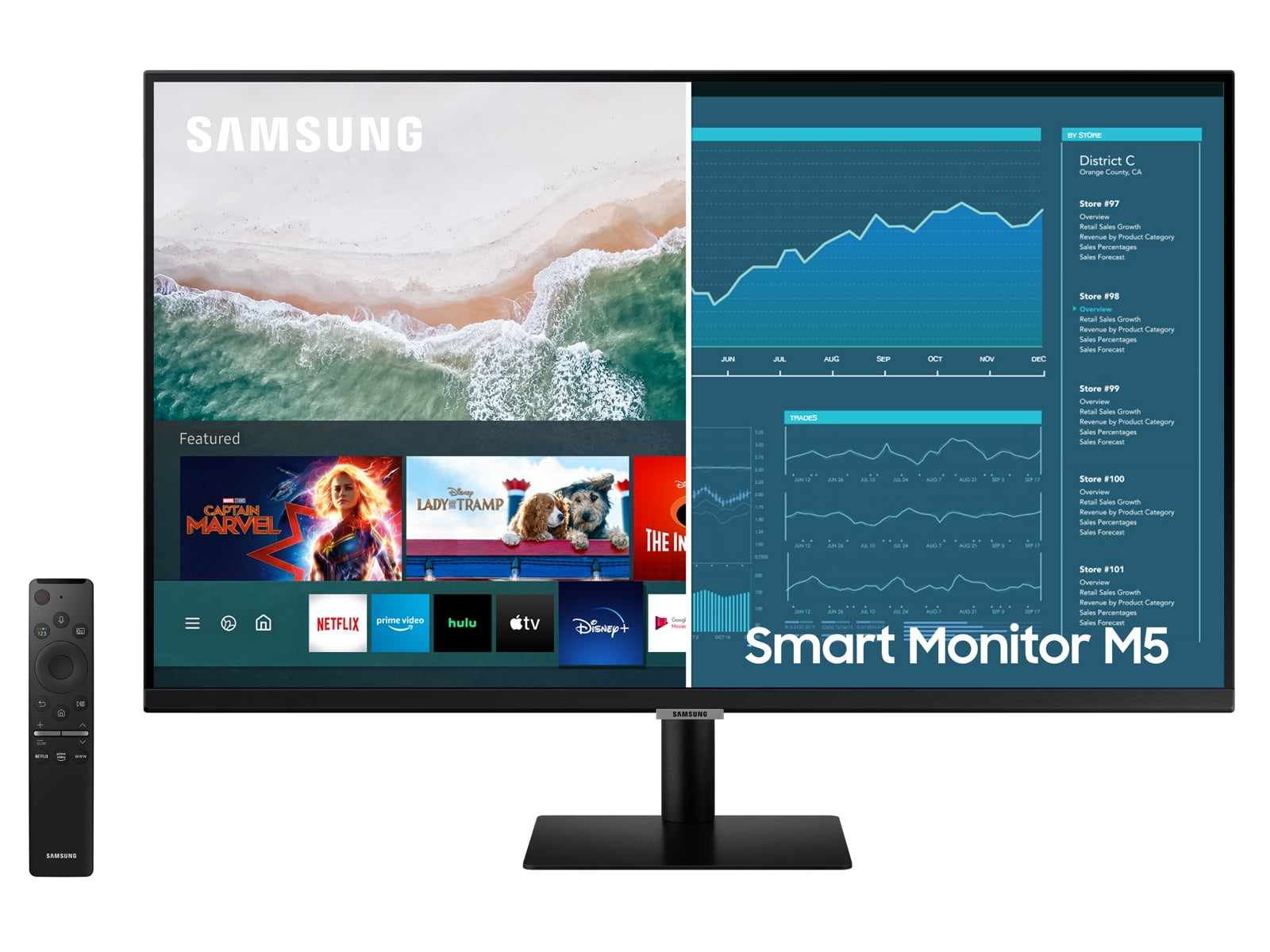 SAMSUNG 27 M5 FHD Smart Monitor With Streaming and Mobile Connectivity  (1,920 x 1,080) - LS27AM500NNXZA 