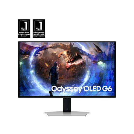 SAMSUNG 27" Odyssey OLED G6 (G60SD) QHD 360Hz 0.03ms FreeSync™ Premium Pro Gaming Monitor with Sleek Metal Design