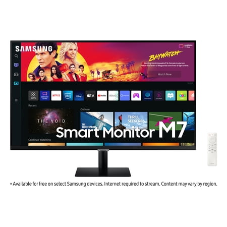 SAMSUNG 32" M70B Series 4K UHD USB-C Smart Monitor & Streaming TV, 4ms, 60Hz, HDR10, Wireless Display, Gaming and IoT Hubs, Alexa Built in, LS32BM702UNXGO, 2022, Black