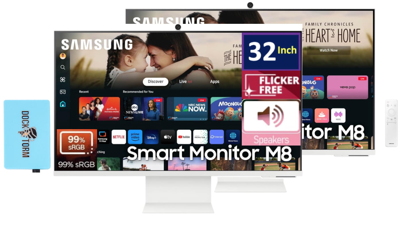 SAMSUNG 32-Inch 4K UHD Smart Monitor with Streaming TV, Speakers, HDR10 ...