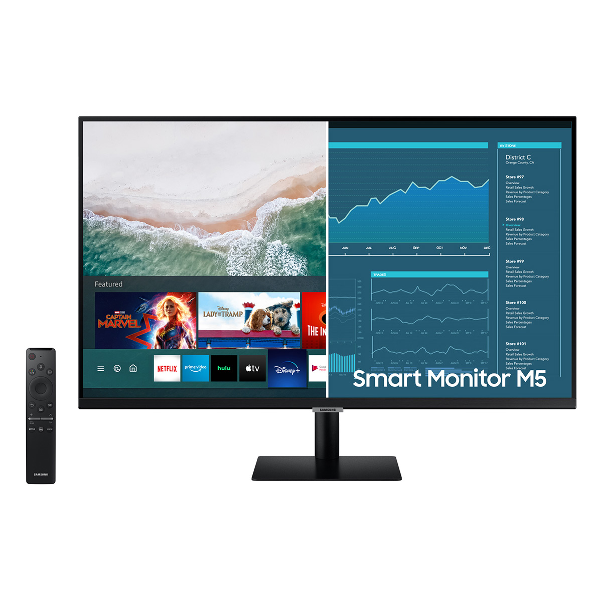 SAMSUNG 32" M5 LED Smart Monitor and Streaming TV, FHD, Remote Access, Microsoft 365 (1,920 x 1,080) - LS32AM500NNXZA - image 1 of 12