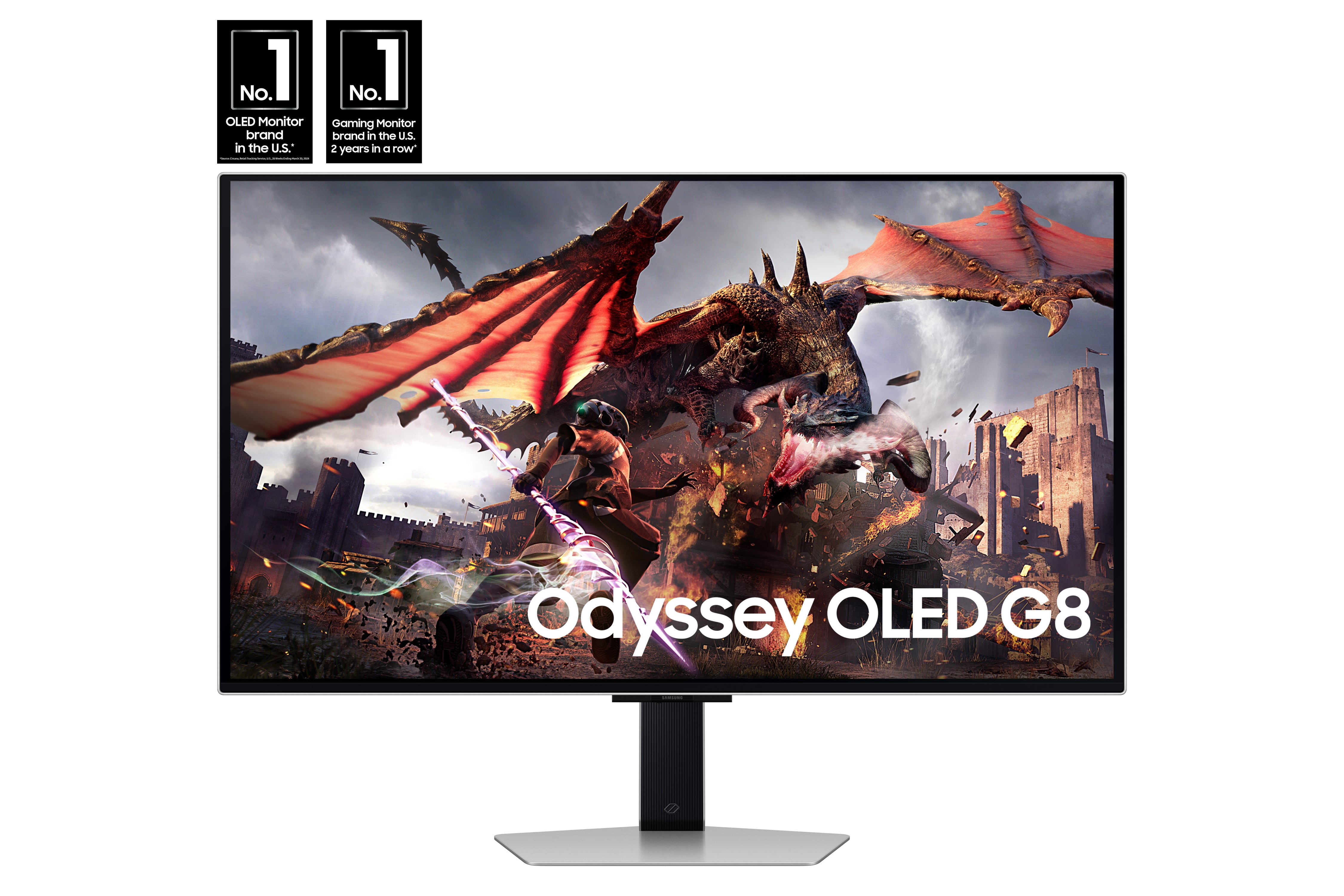 Samsung 32" Odyssey OLED G8 4K UHD 240Hz 0.03ms G-Sync Compatible Smart Gaming Monitor with Sleek Metal Design - LS32DG802SNXZA