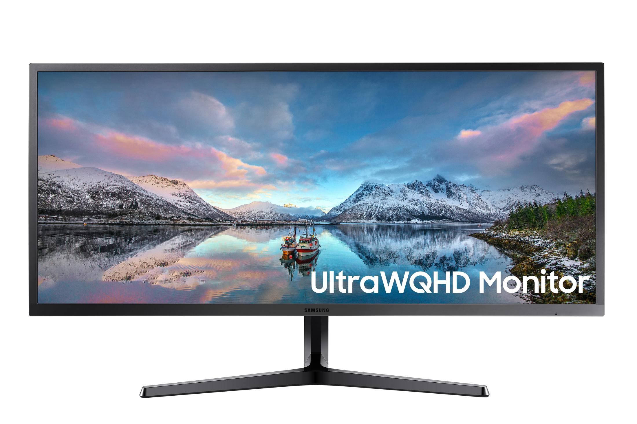 SAMSUNG 34" Class Flat LED Ultra WQHD Monitor (3,440 x 1,440) - 75Hz, 4ms Response, FreeSync, Display Port, HDMI (x2) - LS34J552WQNXZA - image 1 of 8