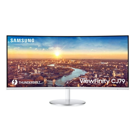 Samsung - 34” ViewFinity CJ791 QHD FreeSync Thunderbolt Monitor with speakers - White/Silver