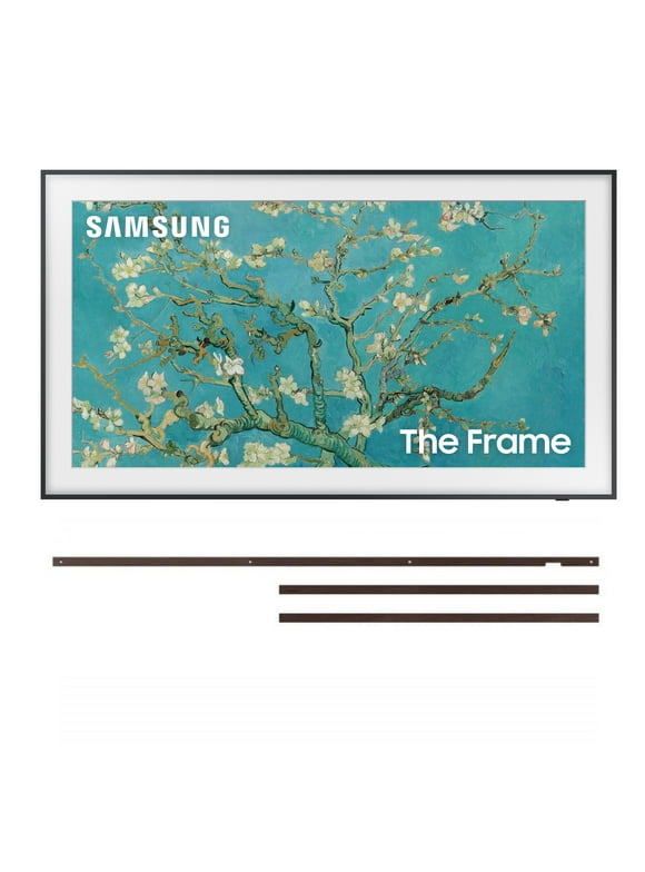 SAMSUNG 43-inch QLED The Frame Series Quantum HDR Smart TV with Samsung VG-SCFA43BWB 43" The Frame Customizable Bezel - Modern Brown (2022)