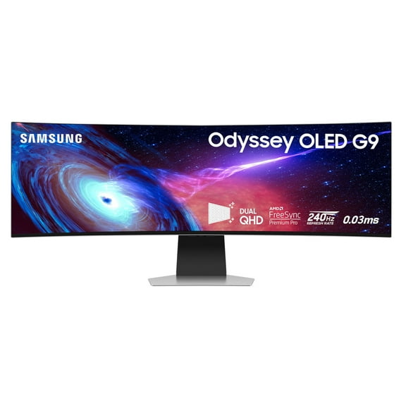 Odyssey OLED G9 S49CG932SN 49" Class Dual Quad HD (DQHD) Curved Screen Gaming OLED Monitor, 32:9, Silver, Light Gray