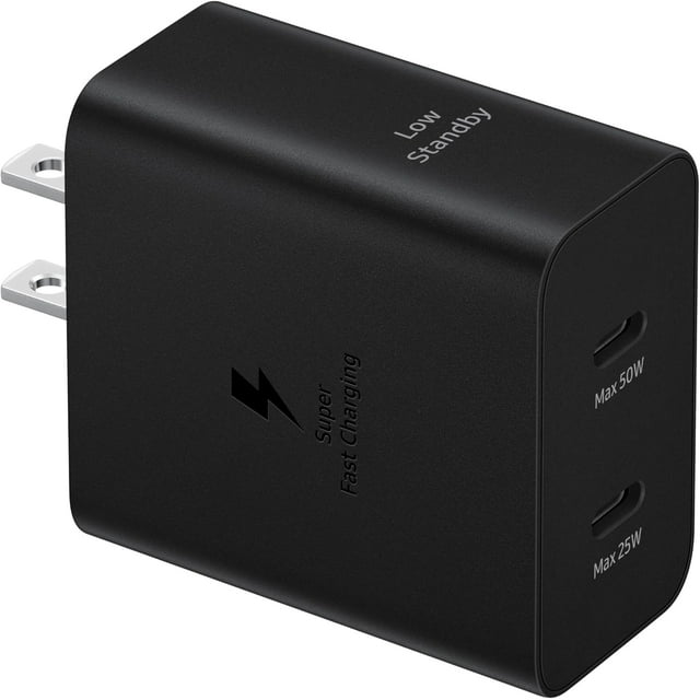 SAMSUNG 50W Duo Power Adapter Wall Charger, 2 Ports, Cable Included