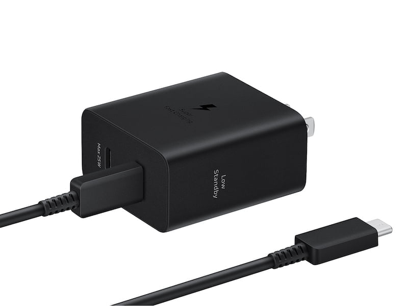 SAMSUNG 50W Duo Power Adapter Wall Charger, 2 Ports, Cable Included, Super Fast Charging 2.0 for Galaxy Phones, Tablets, USB Type C Devices, Low Standby Power Consumption, EP-T5020XBEGCA, Black