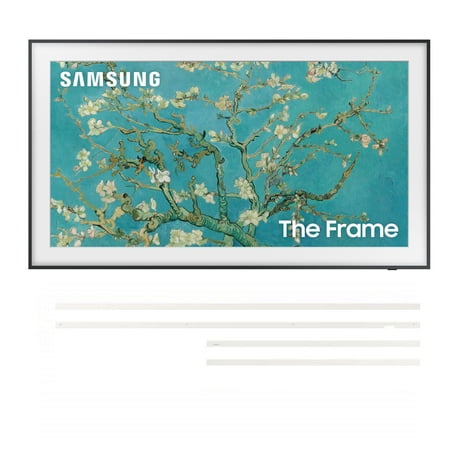 SAMSUNG 65-inch QLED The Frame Series Quantum HDR Smart TV with Samsung VG-SCFA65WTB 65" The Frame Customizable Bezel - Modern White (2022)