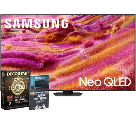 Samsung 85 inch Neo QLED 4K QN90F Smart TV (2025) Vision AI, Mini LED, Neo Quantum HDR+, Glare Free, Bundle with CPS Exclusive 1-Year Protection & Deco Gear Complete Home Theater Beginner's Guidebook