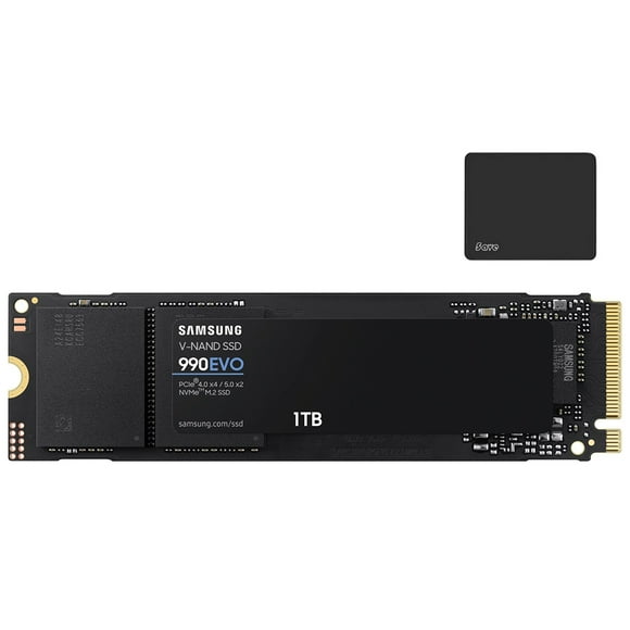 SAMSUNG 990 EVO SSD 1TB Internal SSD, PCIe Gen 4x4, Gen 5x2 M.2 2280, Speeds Up to 5,000MB/s, MZ-V9E1T0B/AM, Black,Internal Solid State Drive, Storage for PC, Laptops, Gaming, with 5AVE Mousepad