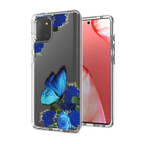 SAMSUNG GALAXY A81 Phone Cases, TPU Floral Design Hard PC Slim Fit Cover Pressed dried flower Design Phone case for SAMSUNG GALAXY A81/Note 10 Lite/M60S In Blue