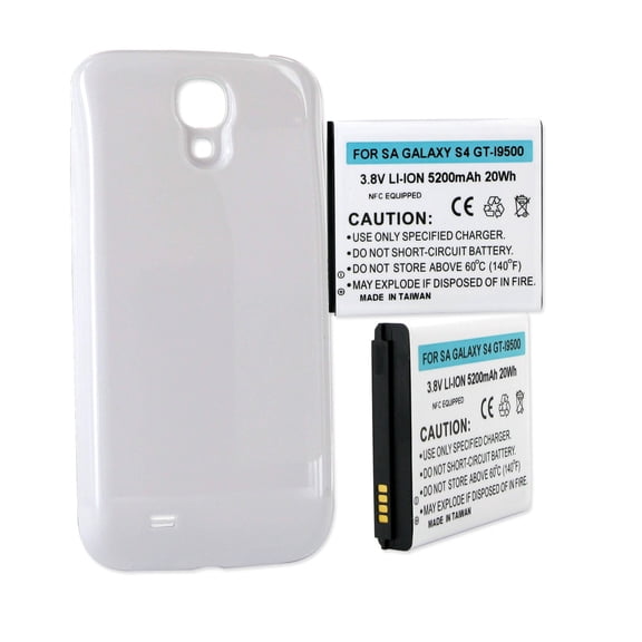 SAMSUNG GALAXY S4 5.2Ah EXTENDED NFC BATTERY W/ WHITE COVER Cellular Battery