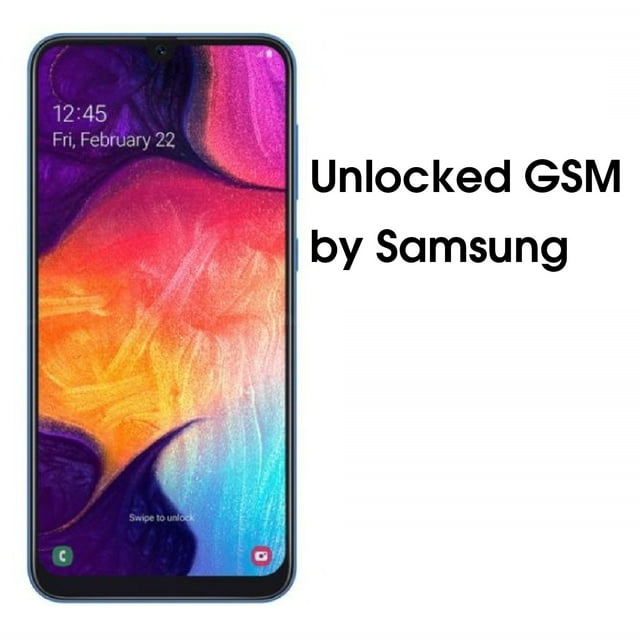 SAMSUNG Galaxy A50 A505G, 64GB, GSM Unlocked Dual SIM – Blue