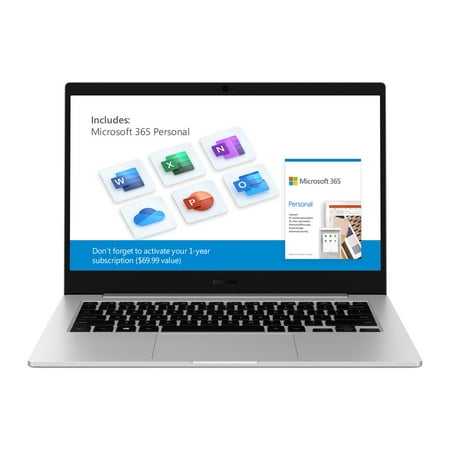 SAMSUNG Galaxy Book Go 14" FHD Laptop, Qualcomm Snapdragon 7c Gen 2 , 4GB RAM, 64GB HD, Grey, Windows 10 - Includes Microsoft 365 Personal 12 Month Subscription