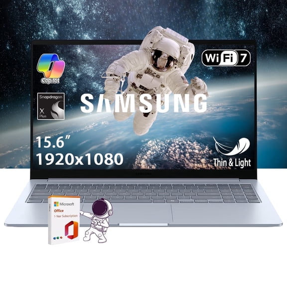 Samsung Galaxy Book4 Edge Business Laptop, 15.6" LED Anti-Glare Display, Copilot + AI PC Computer, Snapdragon X Processor, WiFi 7, Win 11 Home, w/office 365