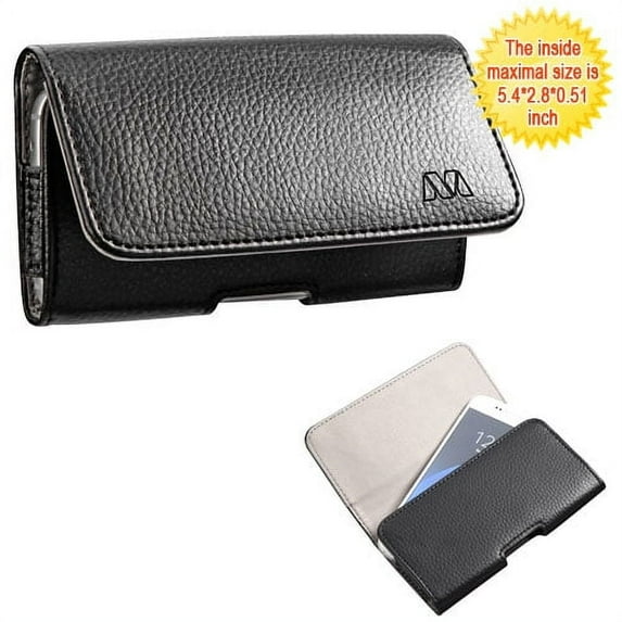 For SAMSUNG Galaxy S9 / S8 /S7 /S6/ Active / On5 / J2 / Amp 2 Horizontal Leather Holster Pouch Belt Clip Loops Cover Case with Magnetic Closure For Universal Cell Phone 5.4 X 2.8 X 0.51 inch - BLACK