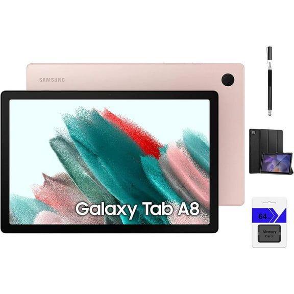 SAMSUNG Galaxy Tab A8 Android WiFi Tablet, 10.5 inch Touchscreen (1920x1200) LCD Screen, 64GB Storage, Fast Charging, Bluetooth, Android 11 OS, Pink Gold with Mazepoly Accessories