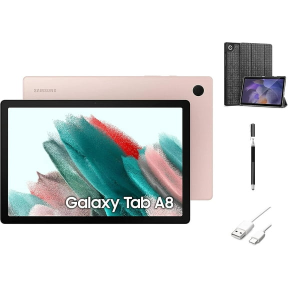 SAMSUNG Galaxy Tab A8 WiFi Android Tablet, 10.5 inch Touchscreen (1920x1200) LCD Screen, 64GB Storage, Bluetooth, Android 11 OS, Pink Gold + Mazepoly Accessories