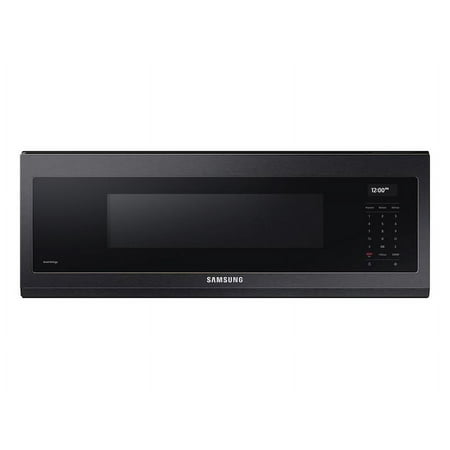 Samsung - 1.1 cu. ft. Smart SLIM Over-the-Range Microwave with 550 CFM Hood Ventilation, Wi-Fi & Voice Control - Black stainless steel