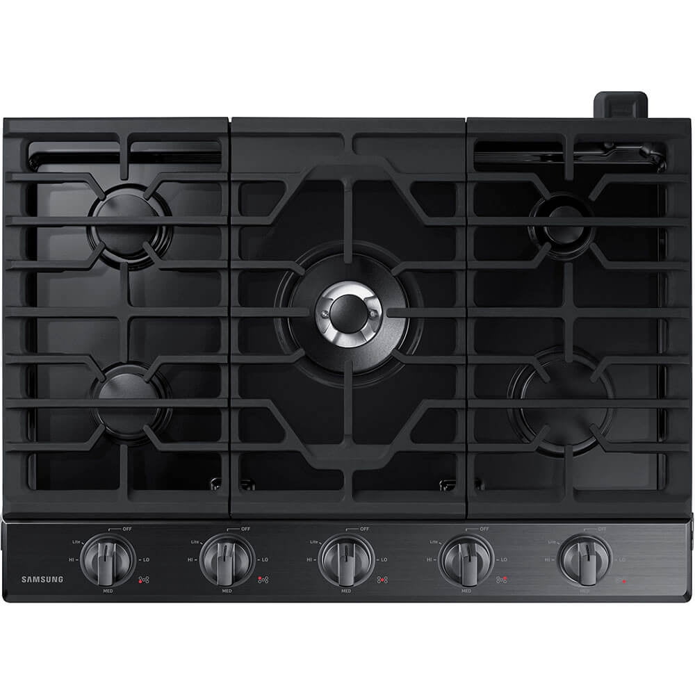 30" Black Stainless Steel 5-Burner Gas Cooktop with Wi-Fi