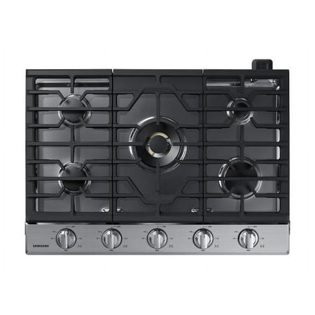 Samsung - 30" Built-In Gas Cooktop with WiFi and Dual Power Brass Burner - Stainless Steel