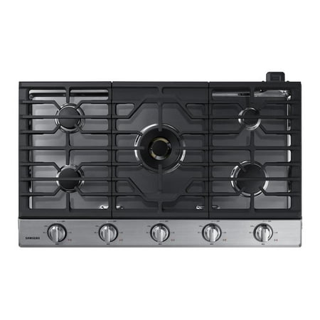 Samsung - 36" Built-In Gas Cooktop with WiFi and Dual Power Brass Burner - Stainless Steel