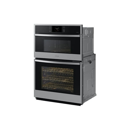 Samsung - 30" Built-In Electric Convection Combination Wall Oven with Microwave and Steam Cook - Stainless Steel