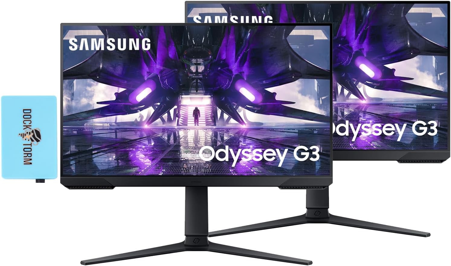 SAMSUNG Odyssey 24 inch FHD VA (1920x1080) FreeSync Monitor Bundle with Docztorm Dock, VESA Mount (100x100mm), HDMI, DisplayPort, Ideal for Home & Business, Black (2024 Latest Model) (2 Pack)