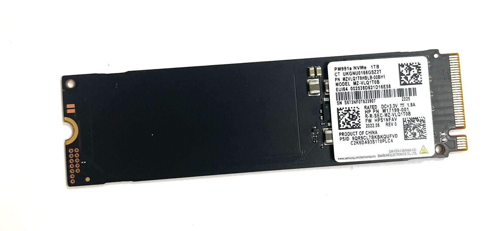 SAMSUNG PM991A MZ-VLQ1T0B 1TB M.2 2280 NVME PCIE GEN3X4 SSD