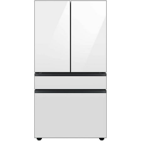 Samsung - BESPOKE 23 cu. ft. 4-Door French Door Counter Depth Smart Refrigerator with Beverage Center - White Glass