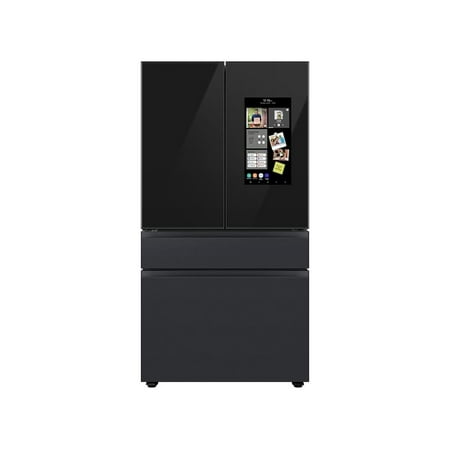 Samsung - BESPOKE 23 cu. ft. French Door Counter Depth Smart Refrigerator with Family Hub - Matte Black Steel