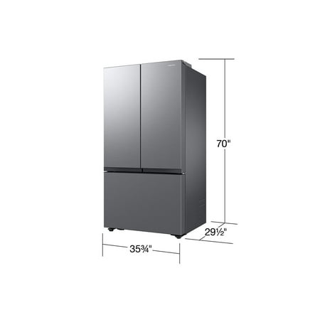 Samsung - 36 in. Wide 27 cu. ft. 3-Door French Door Counter Depth Smart Refrigerator with Dual Auto Ice Maker - Stainless Steel