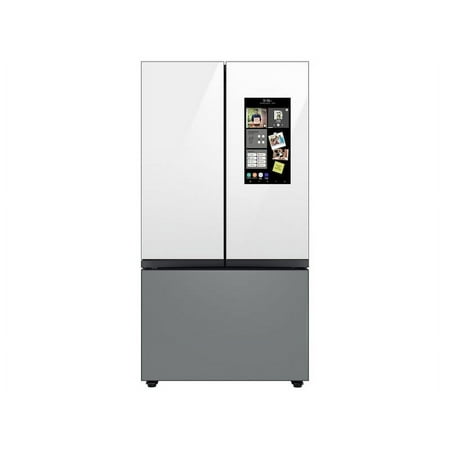 Samsung - BESPOKE 30 cu. ft 3-Door French Door Smart Refrigerator with Family Hub - Gray Glass