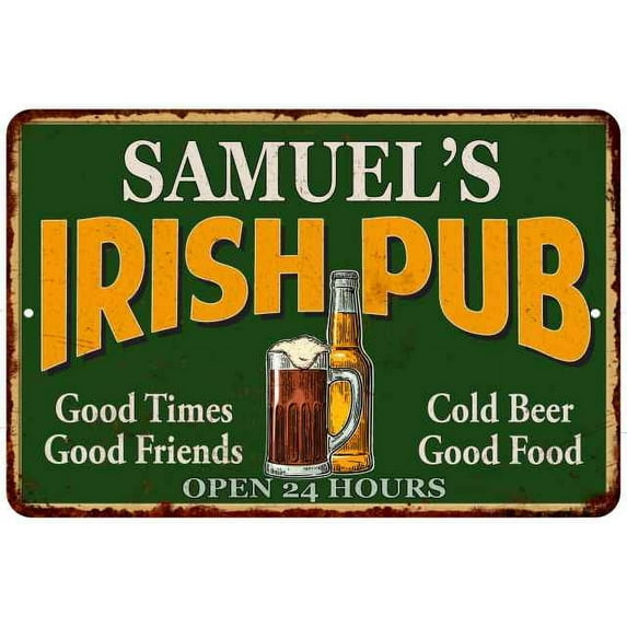 SAMUEL'S Irish Pub Beer Metal Sign Bar Decor 8x12 208120013063