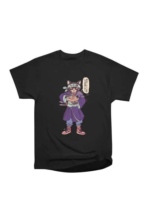 SAMURAI CAT LOVES RAMEN T-Shirt Tee Gift For Him Merch For Her Apparel For Friend