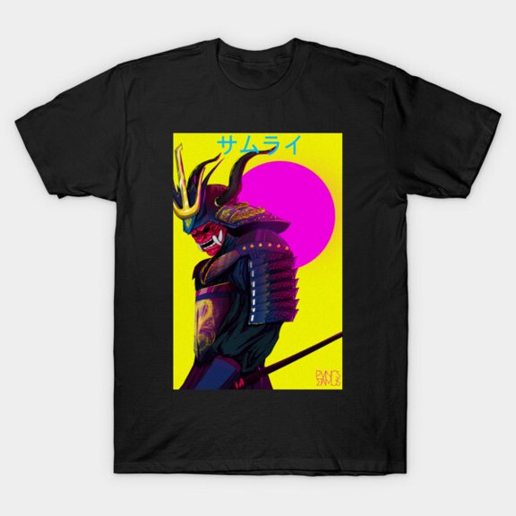 SAMURAI Feudal Japanese Katana Bushido Code Traditional Silhouette Text Unisex T-Shirt, up to size 3XL.