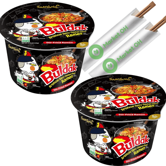 SAMYANG Buldak Korean Spicy Chicken Flavored Big Bowl Instant Noodle (2pk x 105g) - Try the Viral Fire Noodle Challenge!â¦